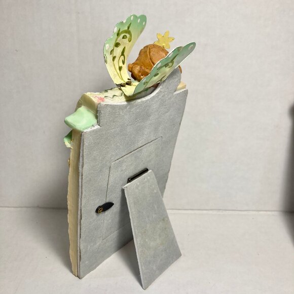 Vintage Elizabeth Andrews Angel Flower Resin Photo Picture Frame Hearts Dove - Picture 4 of 10